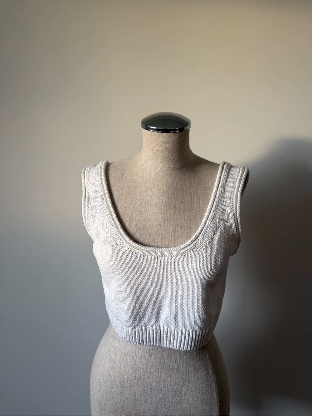 & Other Stories Cream Knit Cropped Tank Top